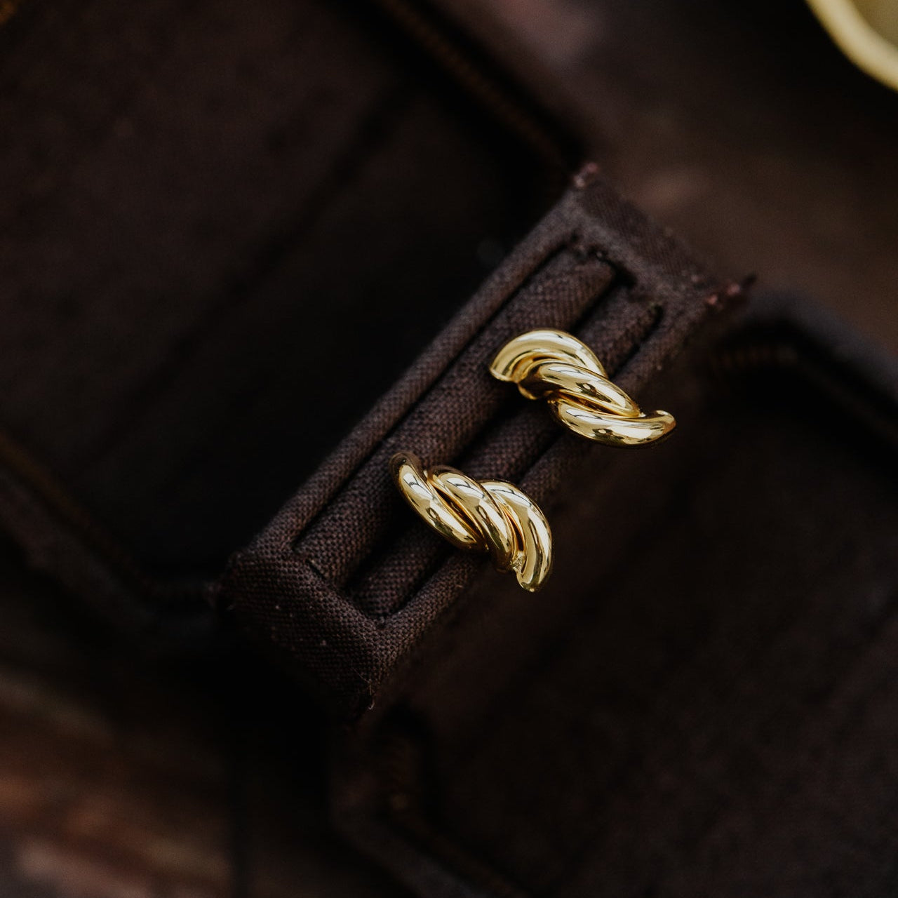 Braided Gold Stud Earrings