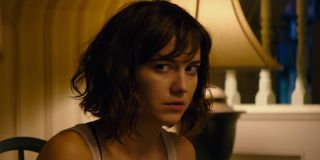 10 Cloverfield Lane Mary Elizabeth Winstead looking to the side warily