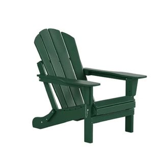 A dark green Adirondack chair