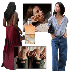 Photo collage of crisp fall perfumes