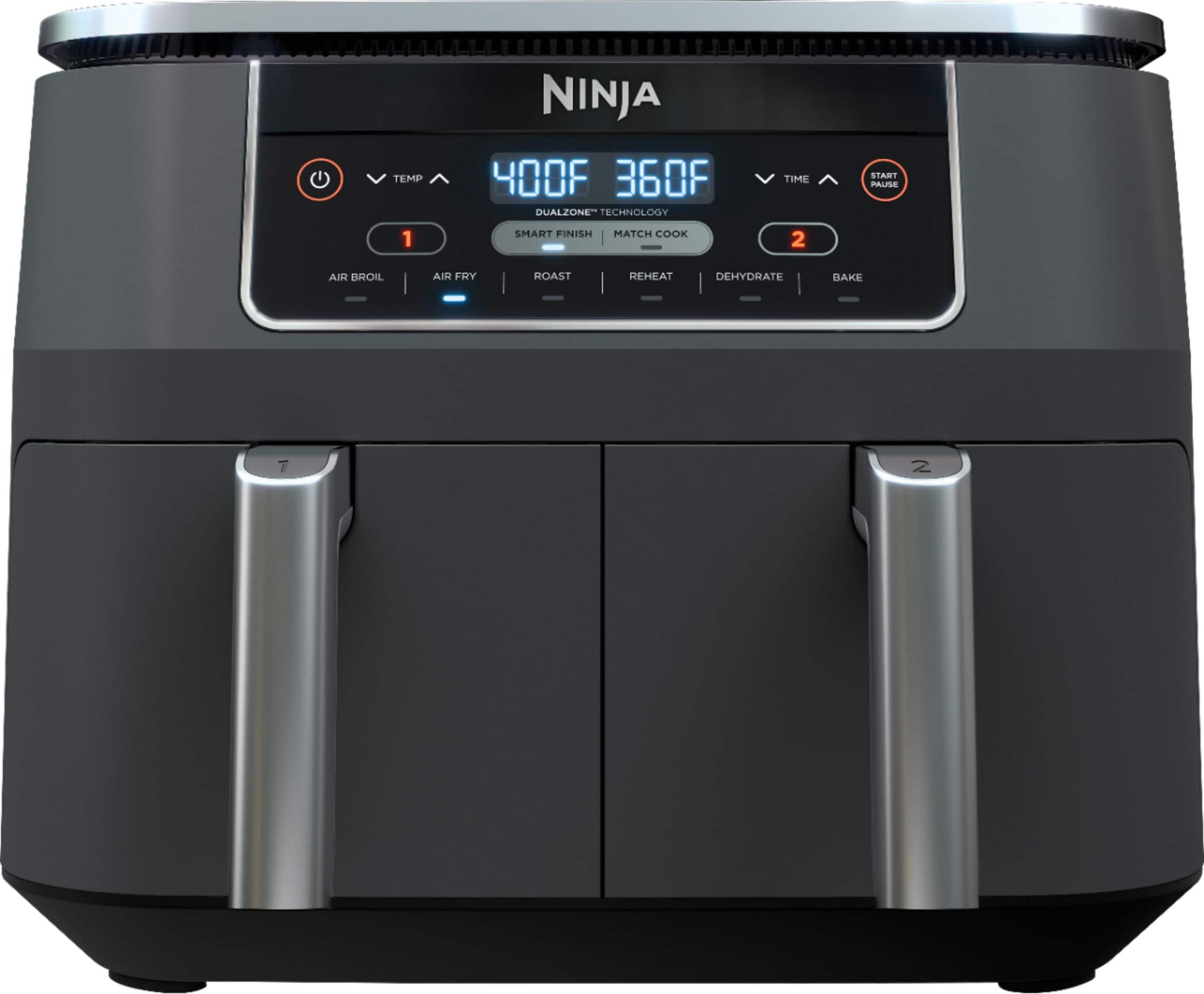 Ninja - Foodi 6-In-1 8-Qt. 2-Basket Air Fryer With Dualzone Technology & Air Fry, Roast, Broil, Bake, Reheat & Dehydrate - Dark Gray