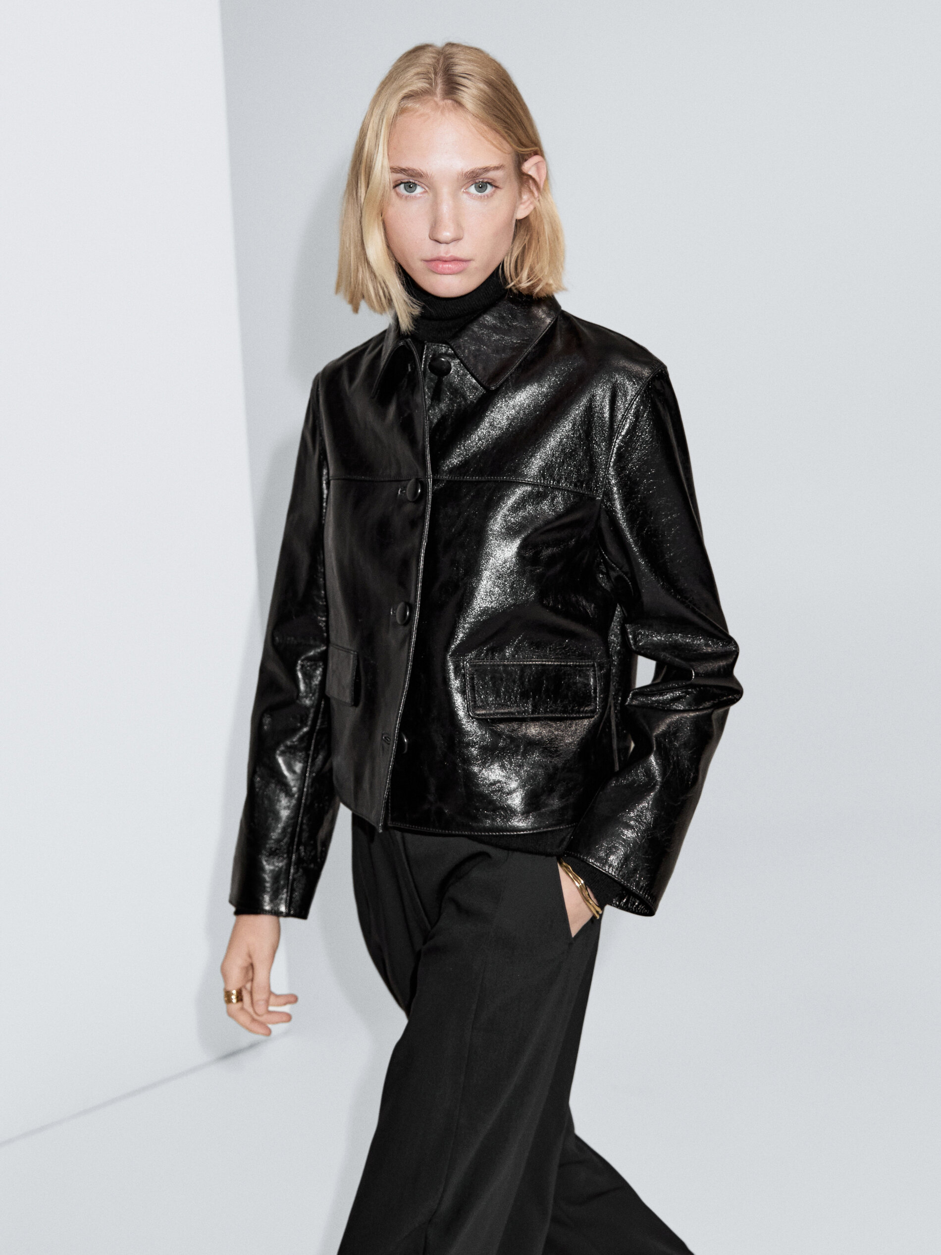Cropped Nappa Leather Jacket