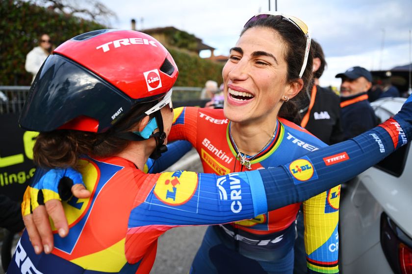 CITTIGLIO ITALY MARCH 16 Race winner Elisa Balsamo of Italy and Team Lidl Trek reacts after the 26th Trofeo Alfredo BindaComune di Cittiglio 2025 Womens Elite a 152km one day race from Luino to Cittiglio UCIWWT on March 16 2025 in Cittiglio Italy Photo by Luc ClaessenGetty Images