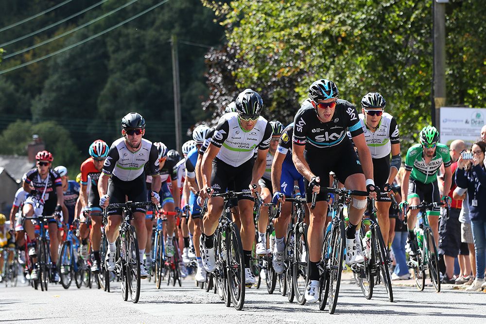 Ian Stannard leads the bunch during stage 5 at the Tour of Britain