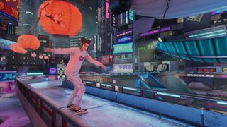 Player doing a 50:50 grind in Tokyo in Tony Hawk Pro Skater 3 + 4