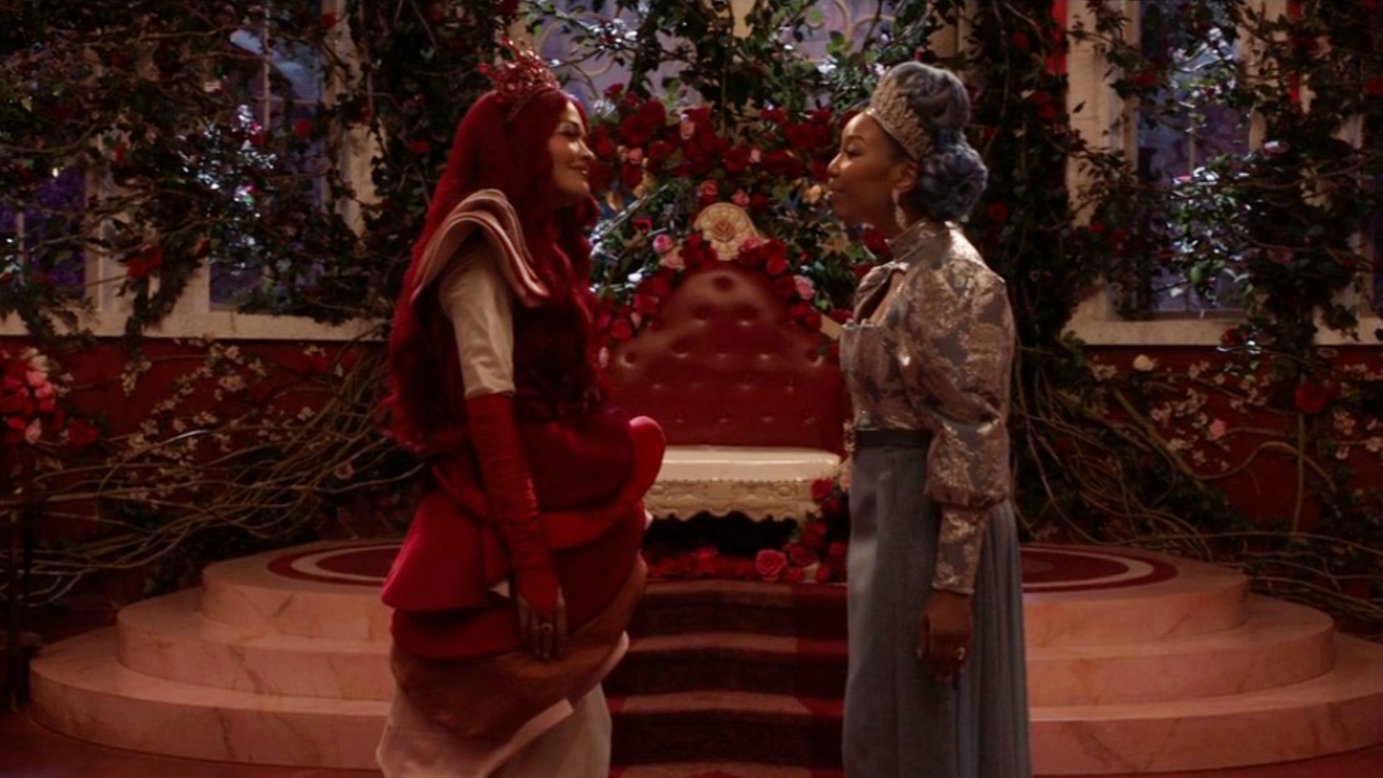 Brandy and Rita Ora looking at each other in Descendants.