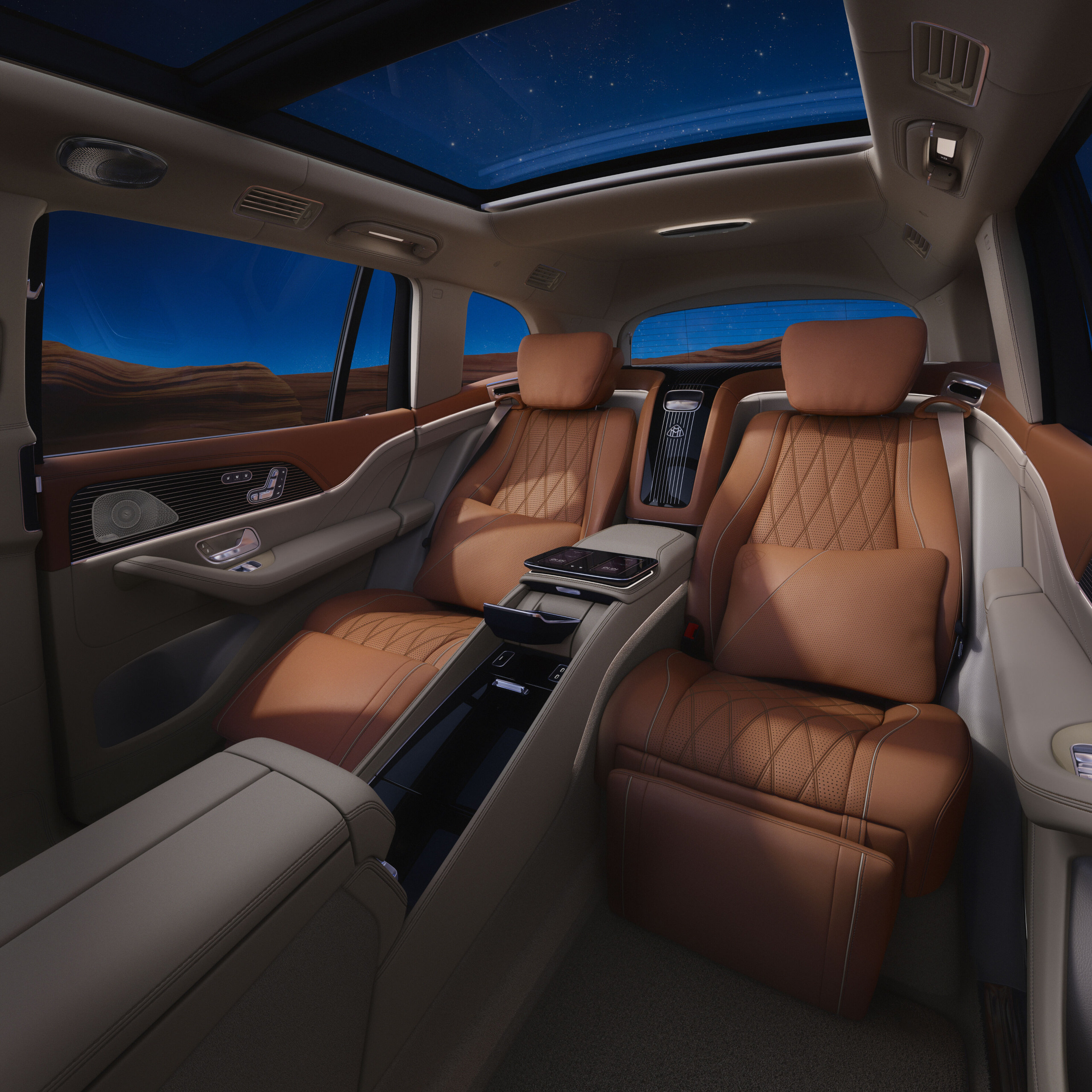 Rear seat environment of the Mercedes-Maybach GLS