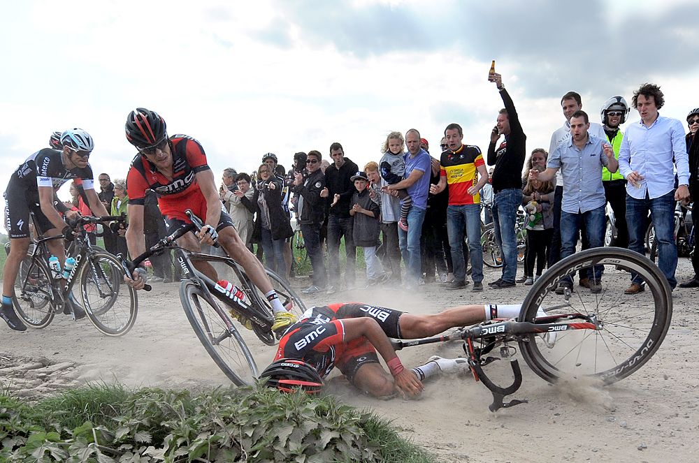 Greg Van Avermaet hit the stones during the 2014 edition