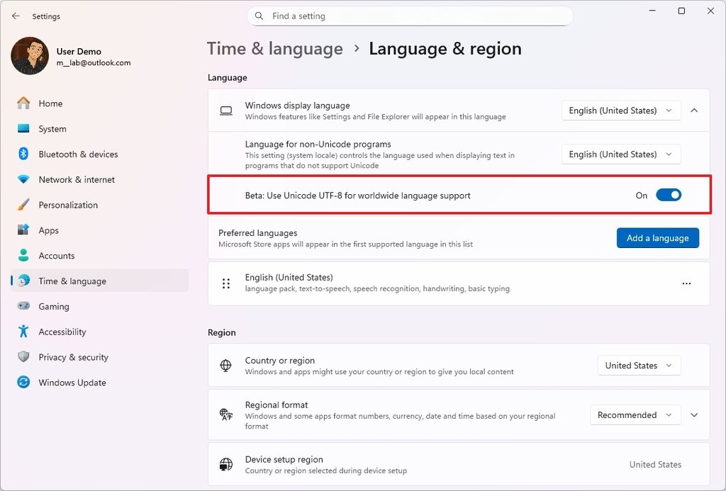 Use Unicode UTF-8 for worldwide language support