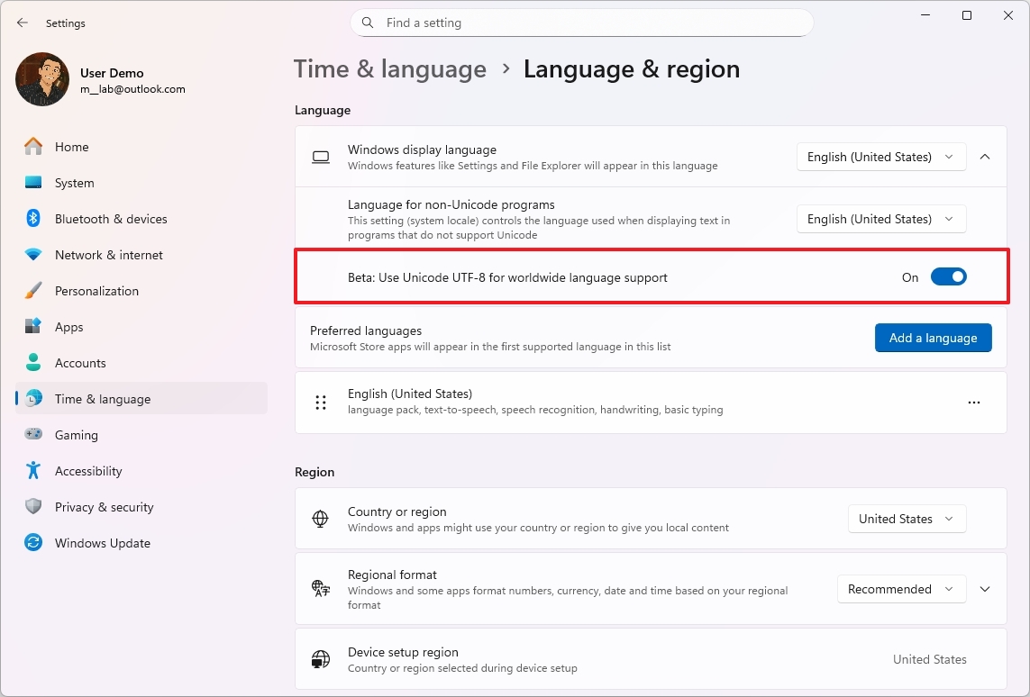 Use Unicode UTF-8 for worldwide language support