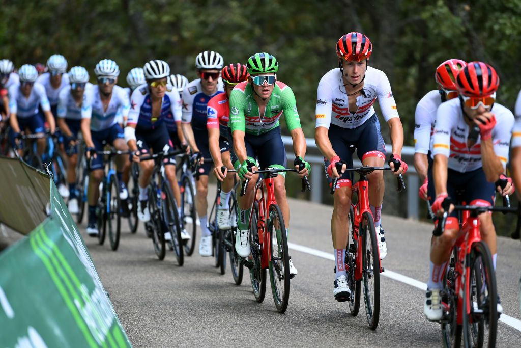 TALAVERA DE LA REINA SPAIN SEPTEMBER 09 Mads Pedersen of Denmark and Team Trek Segafredo competes during the 77th Tour of Spain 2022 Stage 19 a 1383km stage from Talavera de la Reina to Talavera de la Reina LaVuelta22 WorldTour on September 09 2022 in Talavera de la Reina Spain Photo by Justin SetterfieldGetty Images