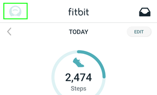 fitbit app with avatar menu icon highlighted