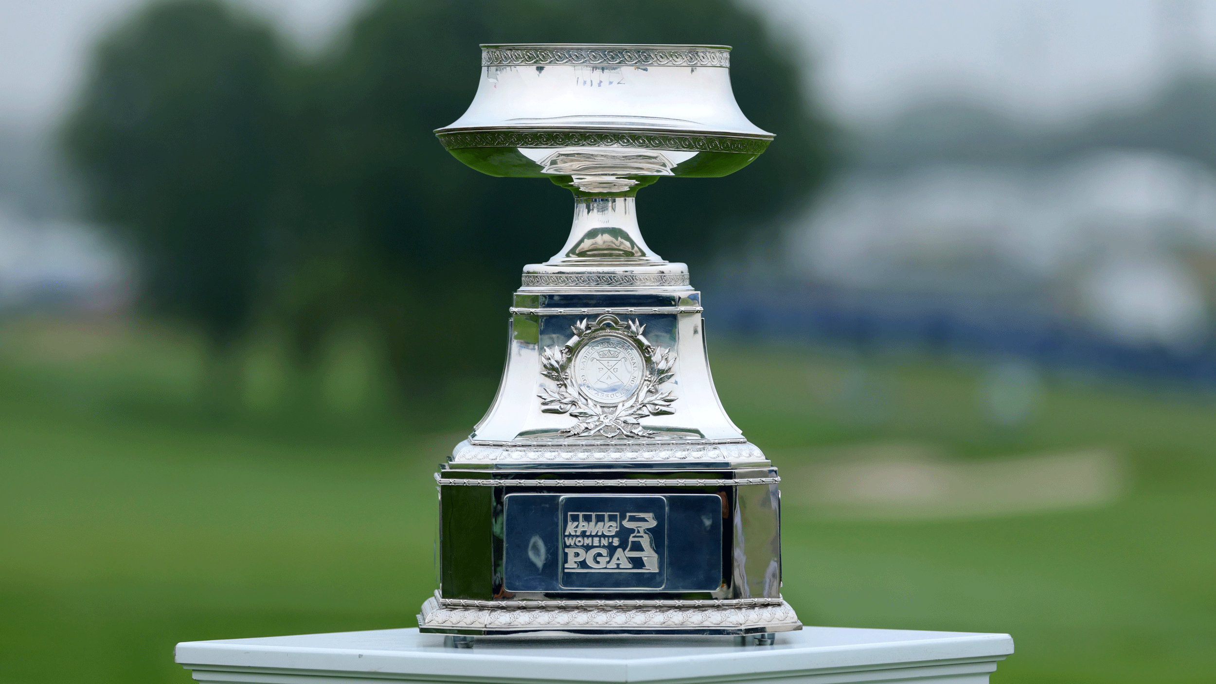 A general view of the KPMG Women's PGA Championship trophy