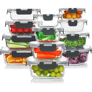 KOMUEE 24 Pieces Glass Food Storage Containers 