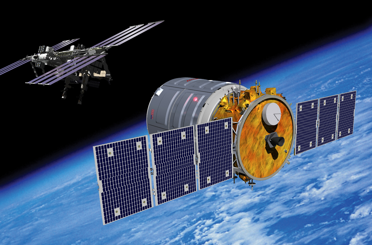 Artist&#039;s Rendering of Cygnus Spacecraft Approaching the International Space Station