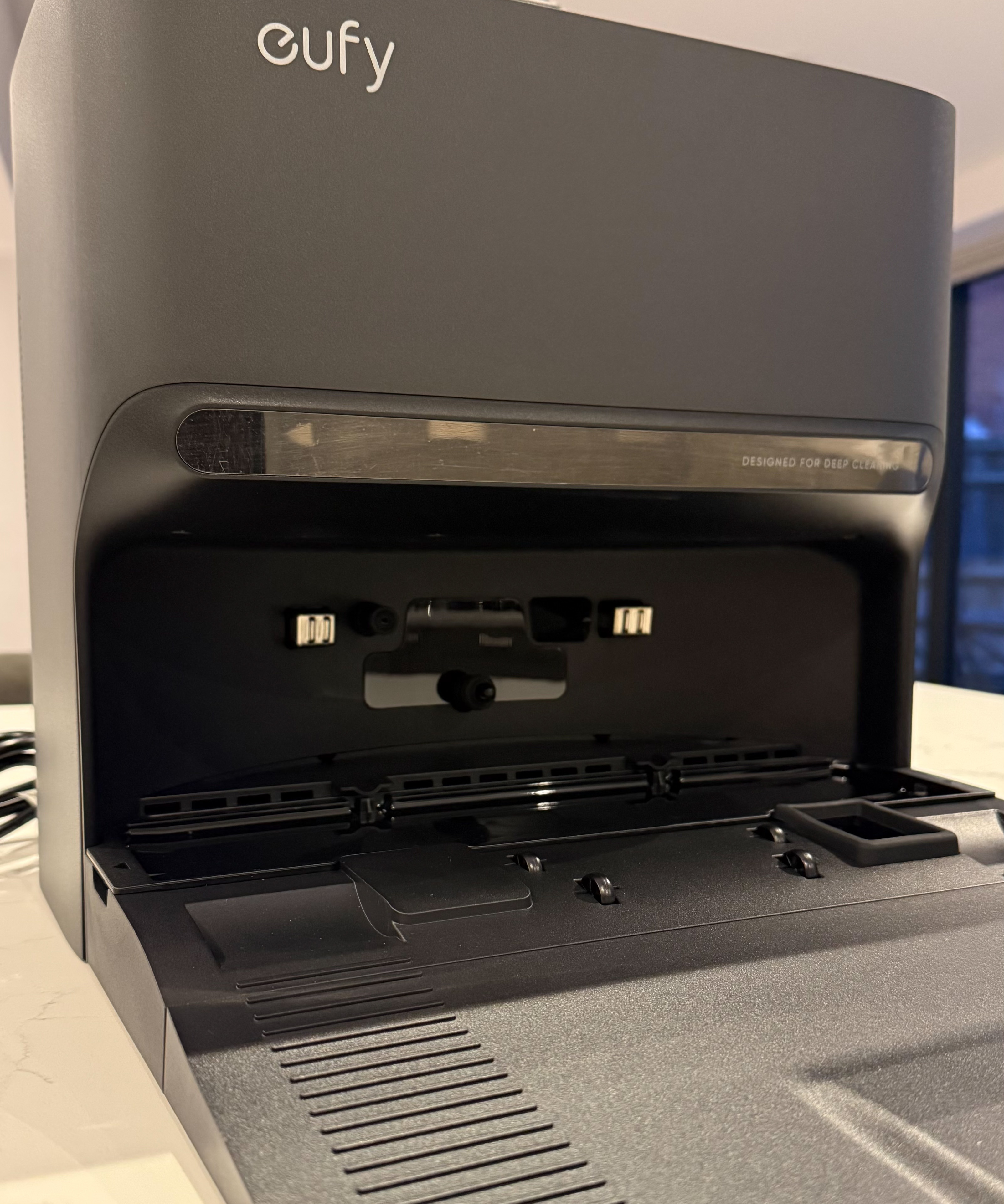 eufy Omni C28 rear charging contacts and docking connectors