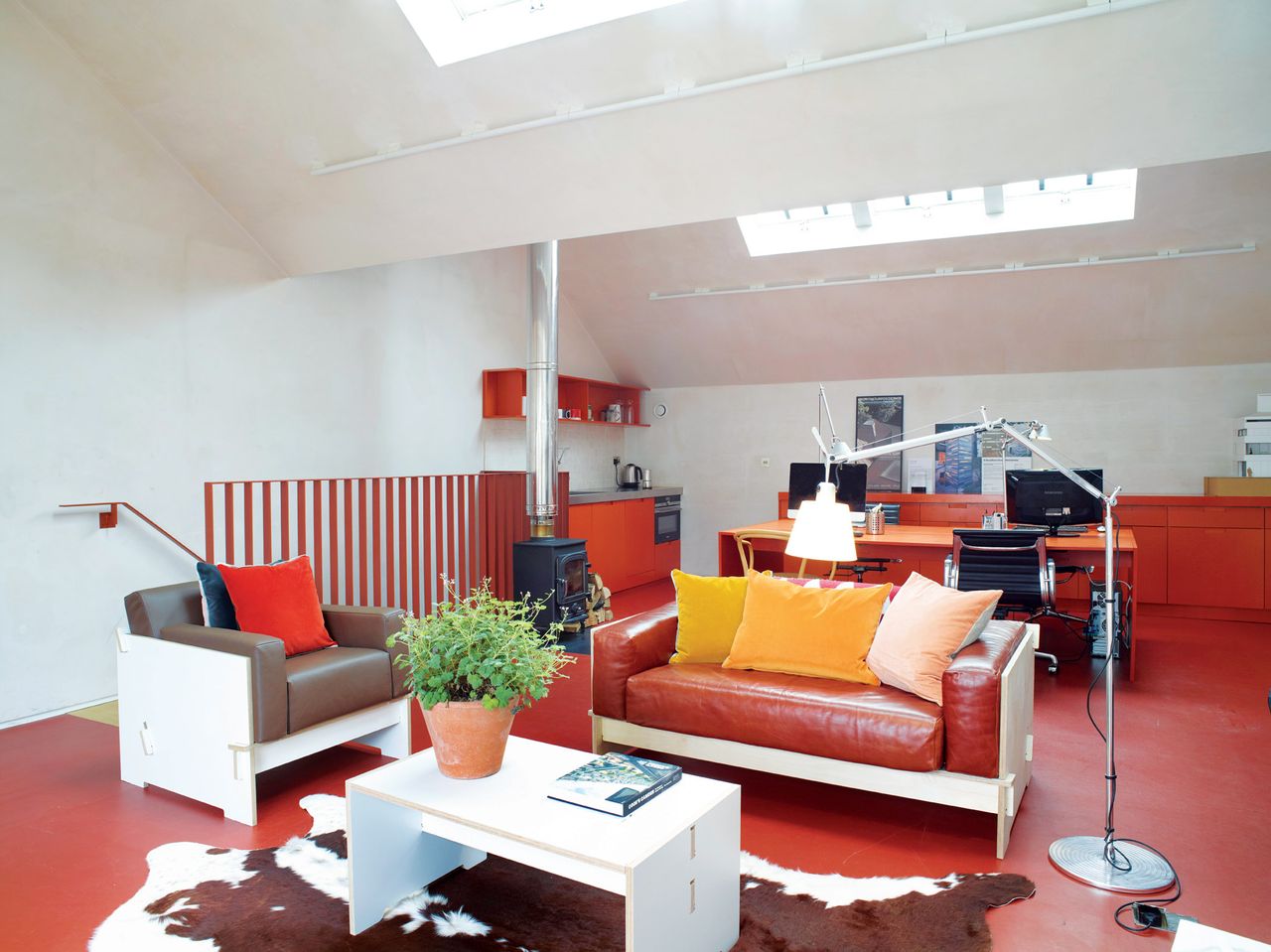 a living room in a narrow self build home