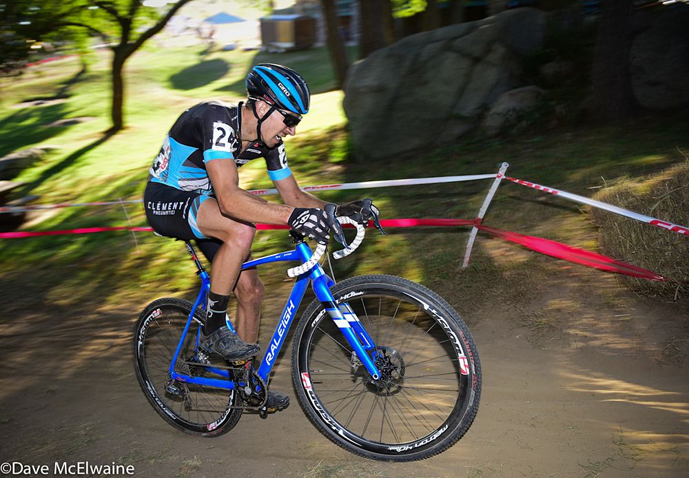 Kerry Werner (Raleigh Clement) riding just outside the top ten with one lap to go