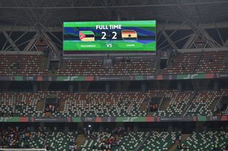 Ghana v Mozambique scoreboard at the Africa Cup of Nations 2024 shows the 2-2 scoreline.