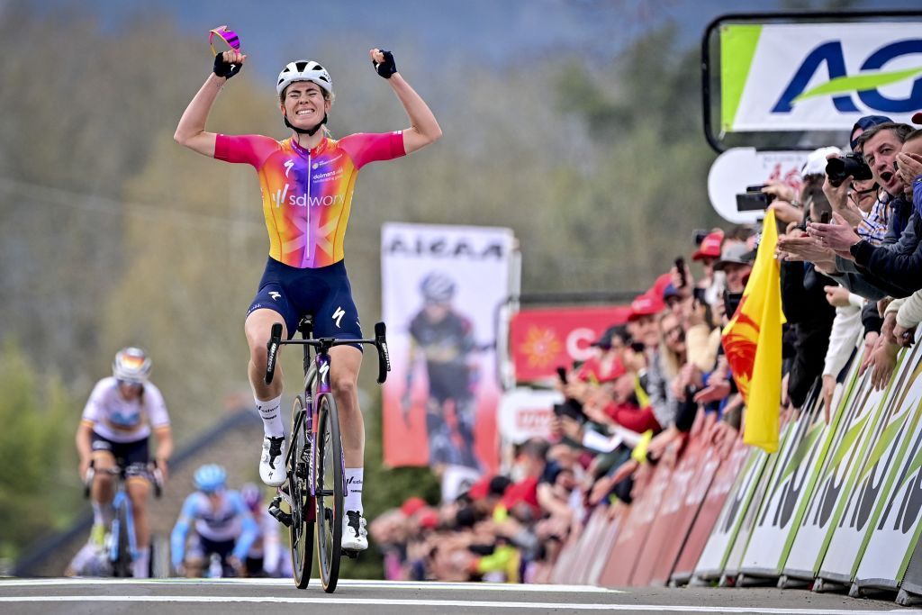 Demi Vollering (SD Worx-Protime) celebrates the win at La Flèche Wallonne 2023