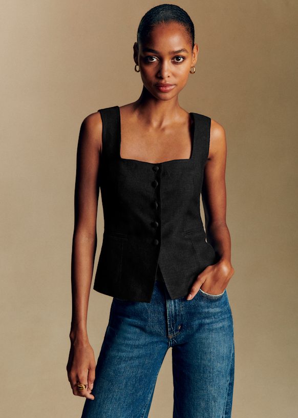 Zelinda Blouse - Black - Linen - S&eacute;zane