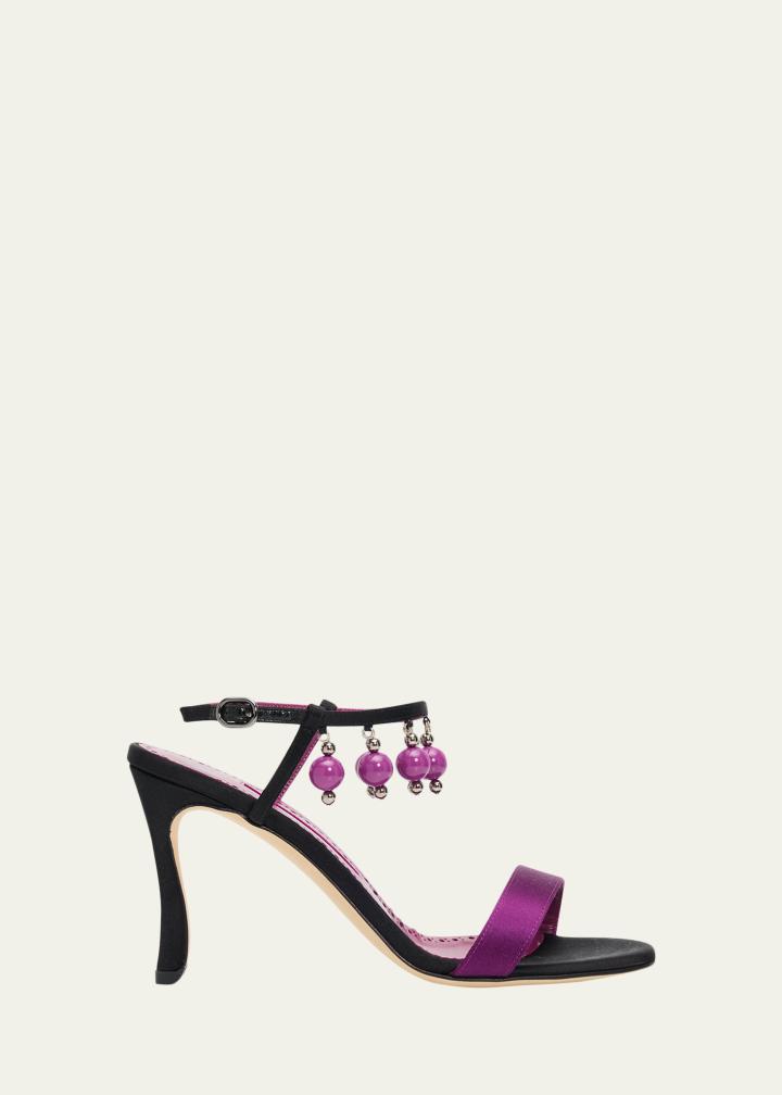 90mm Kasasan Beaded Satin Sandals