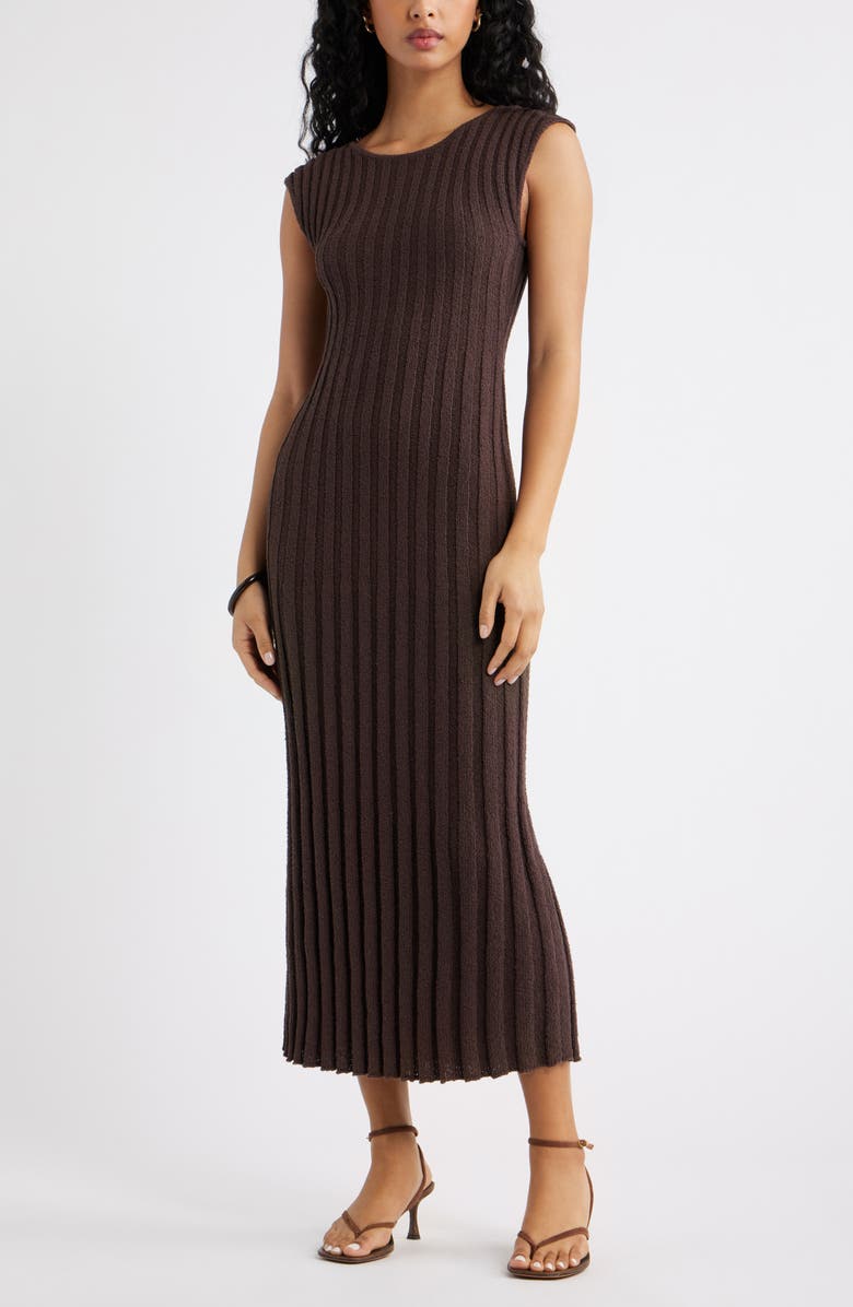 Tie Back Cap Sleeve Rib Sweater Dress