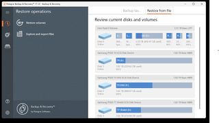 Paragon Backup and Recovery's backup operations screen