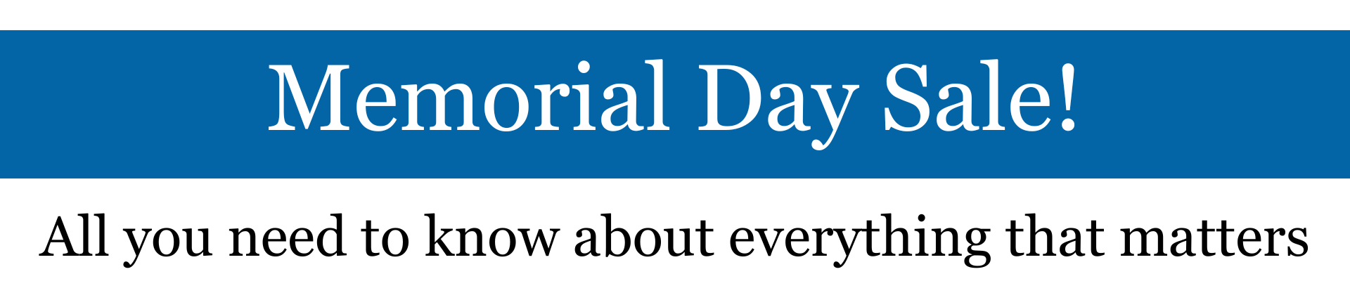 Memorial Day Sale