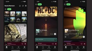 Spotify app screen grabs showing new interface