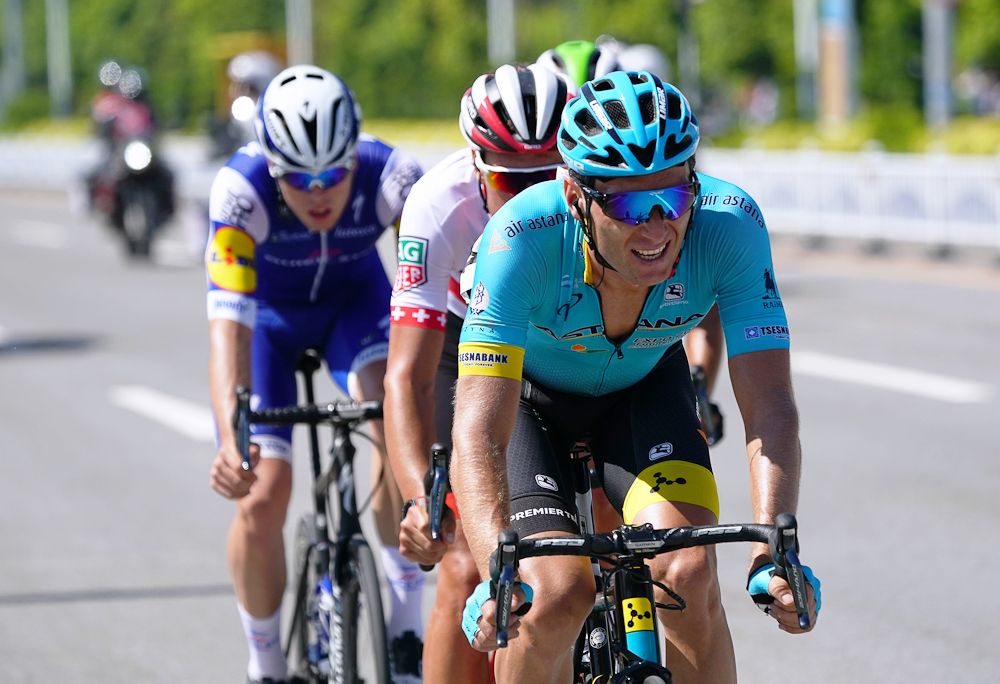 Andrei Grivko in the breakaway during stage 1 at the Tour of Guangxi