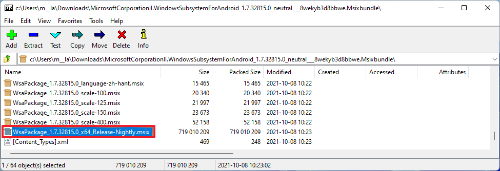 Open WSAPackage file