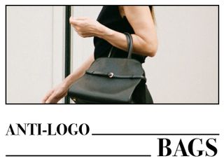 A graphic of a quiet luxury black bag without a logo