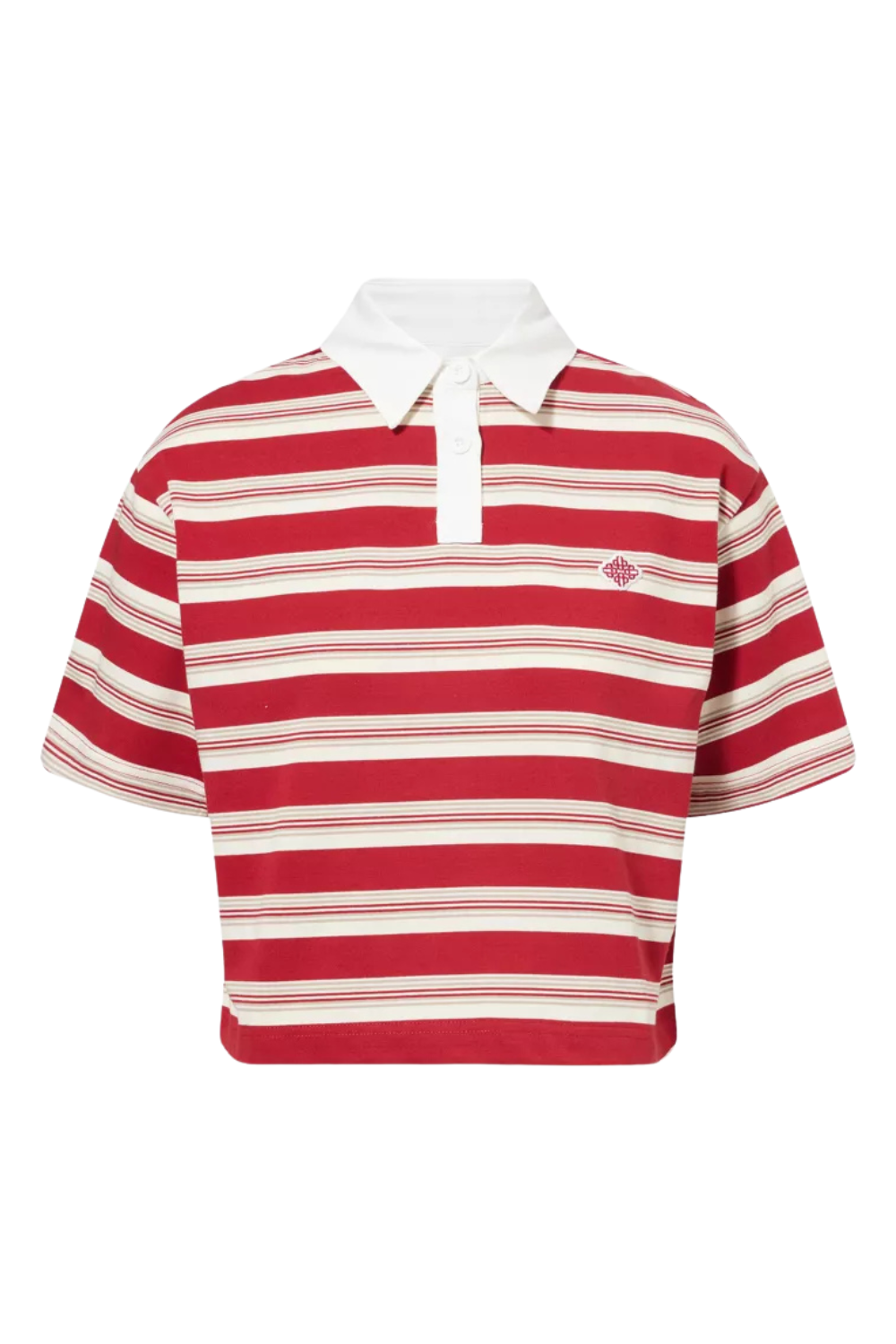 Stripe-Print Short-Sleeve Cotton Rugby Polo Top