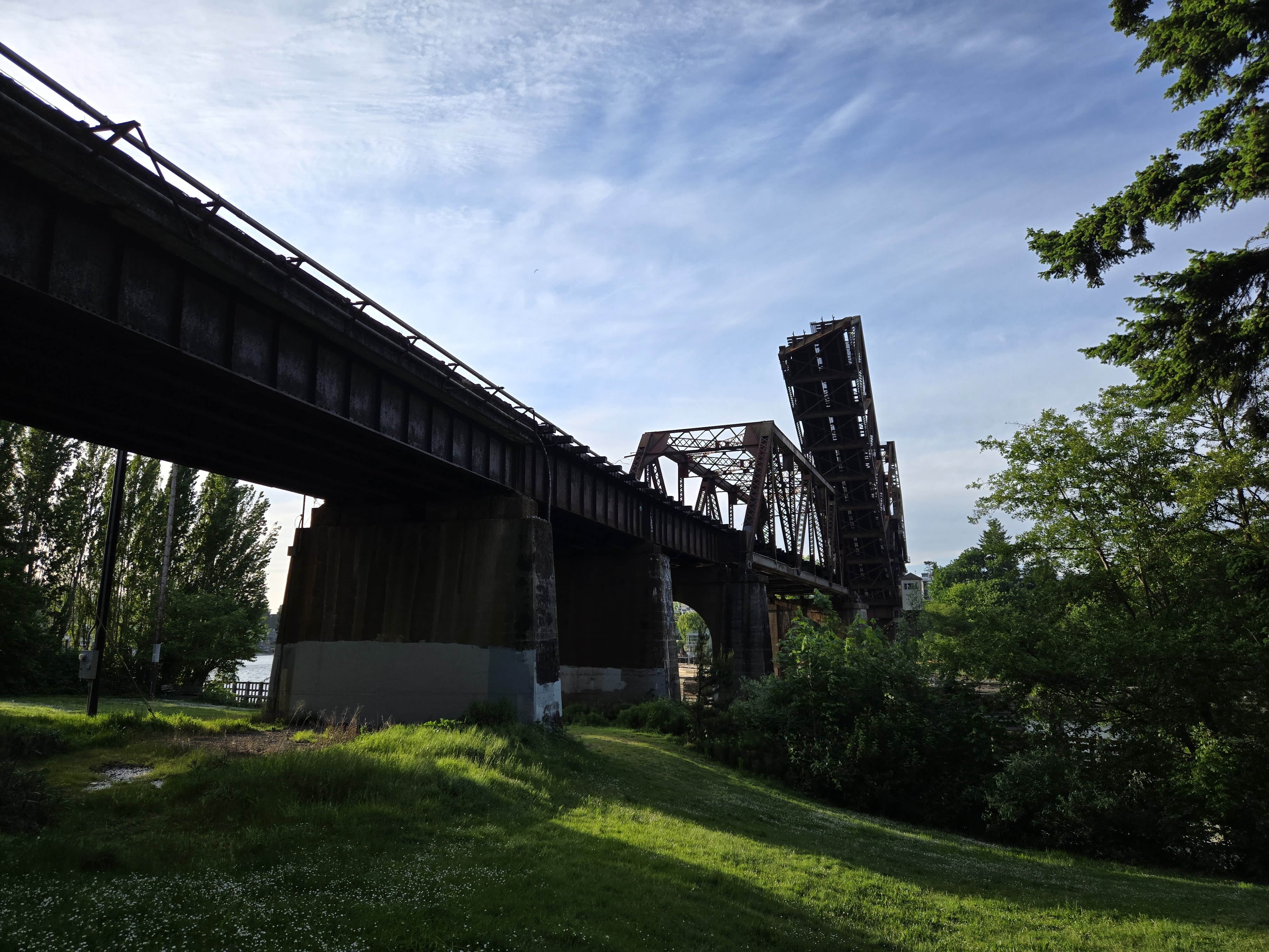 A raised metallic bridge