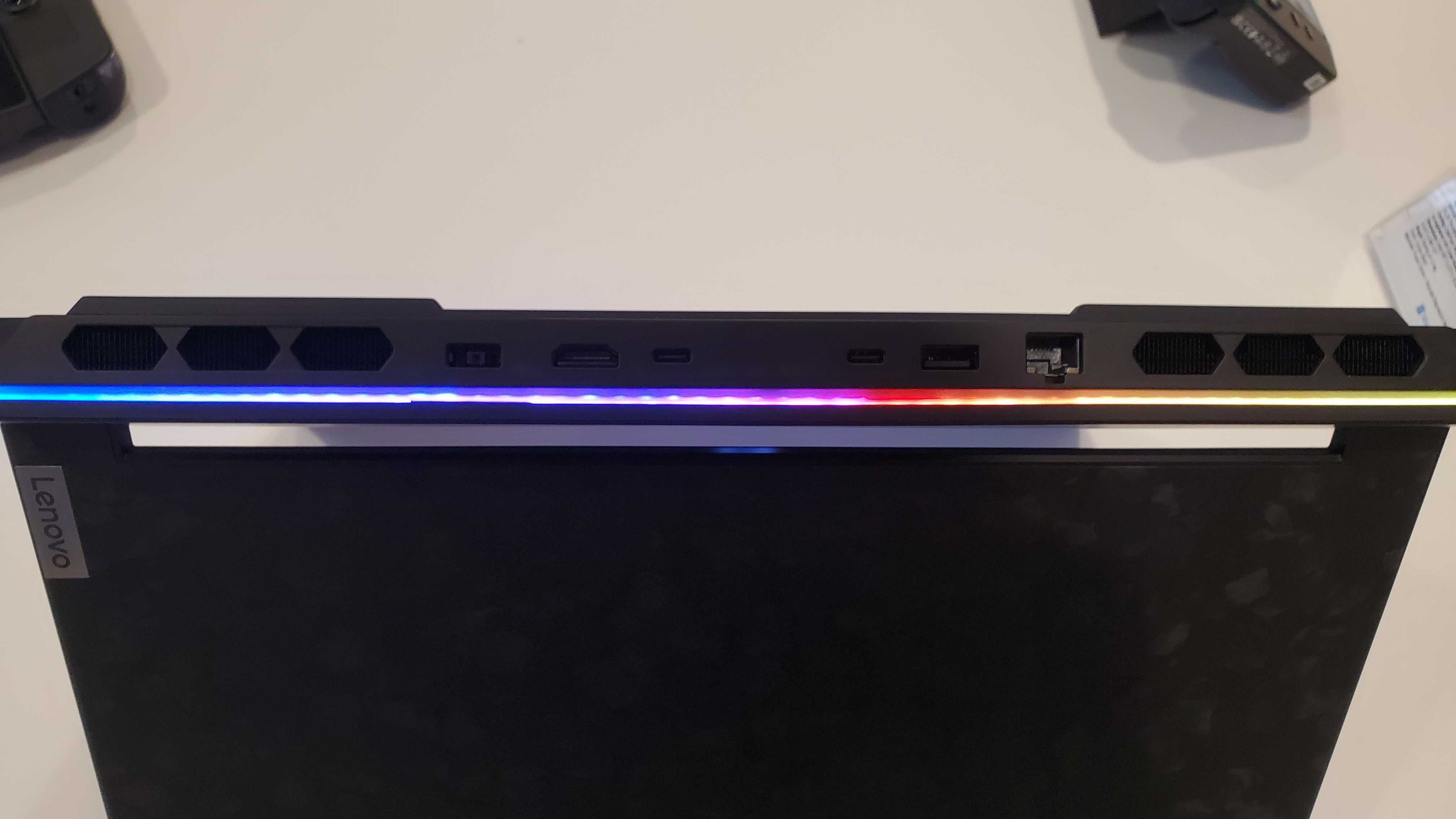 black gaming laptop with rgb lighting