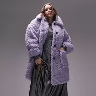 ASOS Topshop Lilac Teddy coat 2022