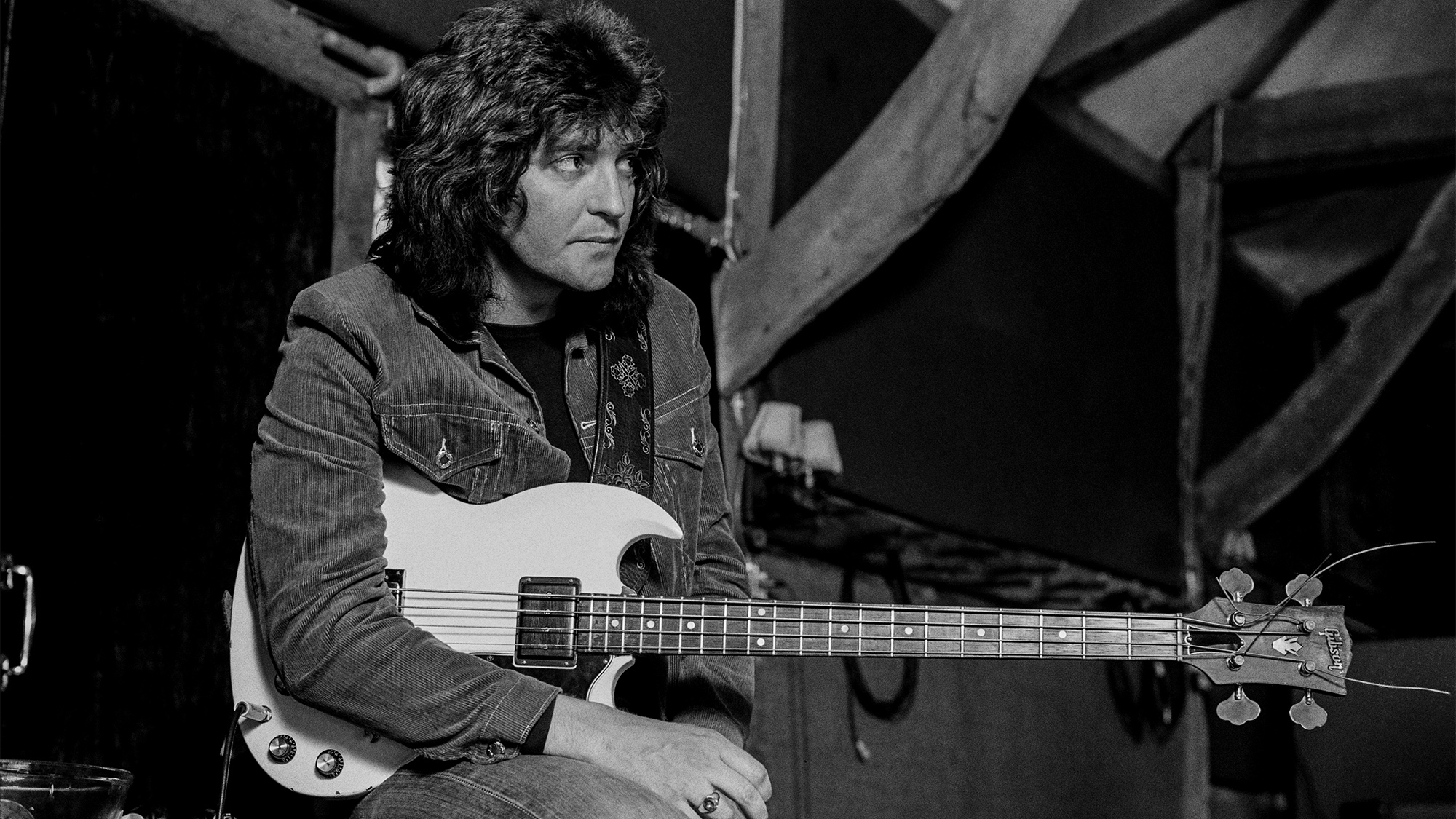 Australian musician Bob Daisley recording Ozzy Osbourne's 'Blizzard of Ozz' album at Ridge Farm Studio, 1980.
