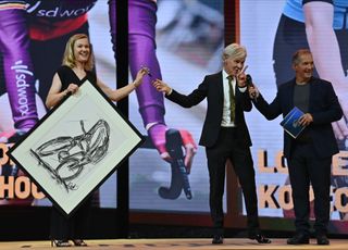 Jolien D'Hoore winner of the Lifetime Achievement Award pictured during the Flandrien award ceremony for the best Belgian cyclist of the 2021 cycling season organized by newspaper Het Nieuwsblad