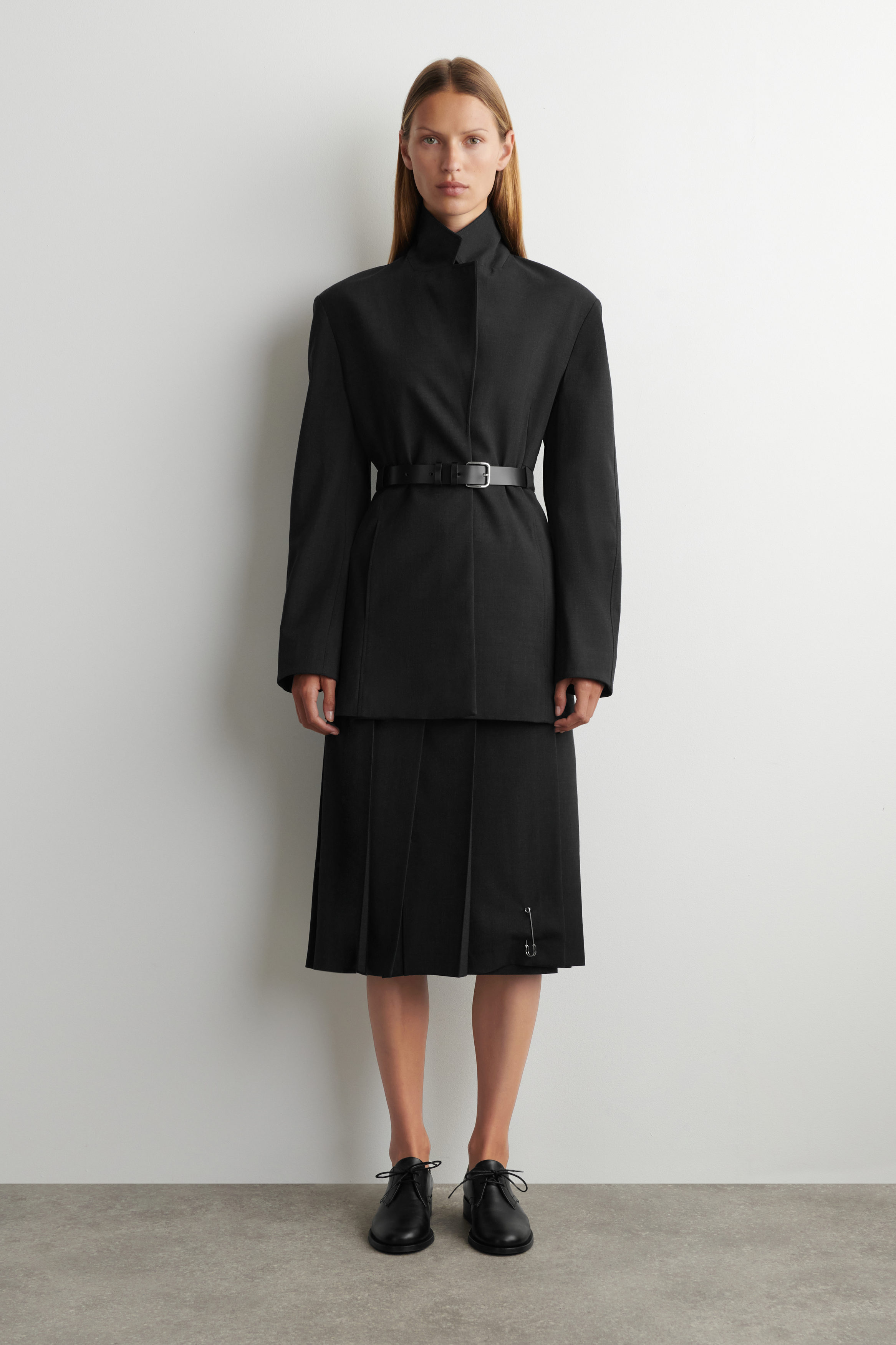 Belted Wool-Blend Blazer