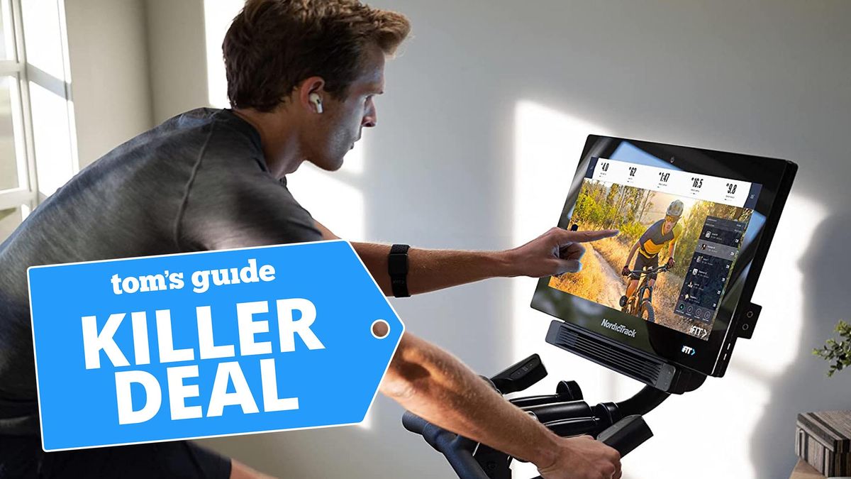 NordicTrack Commercial S22i Studio Cycle: a photo of a man using the NordicTrack S22i