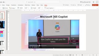 Inserting a video with closed captions in PowerPoint for the web