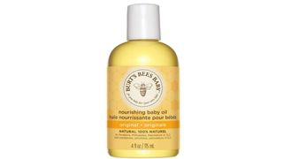 A bottle of burts bees baby massage oil