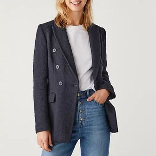 double breasted tweed blazer