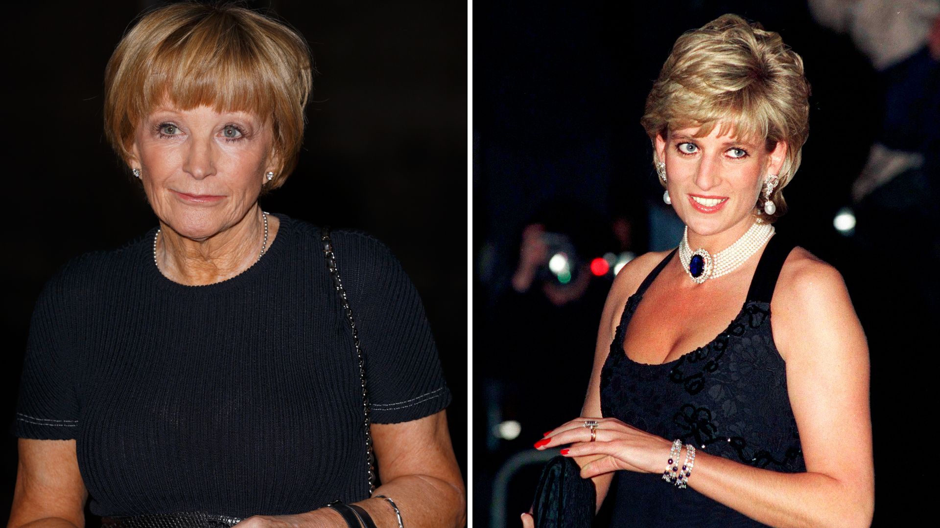A comp image of Anne Robinson (L) and Princess Diana circa 1995 (R)