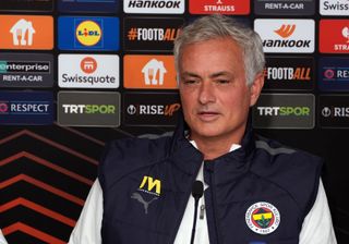 Fenerbahce boss Jose Mourinho speaking at a press conference ahead of facing Manchester United in the Champions League