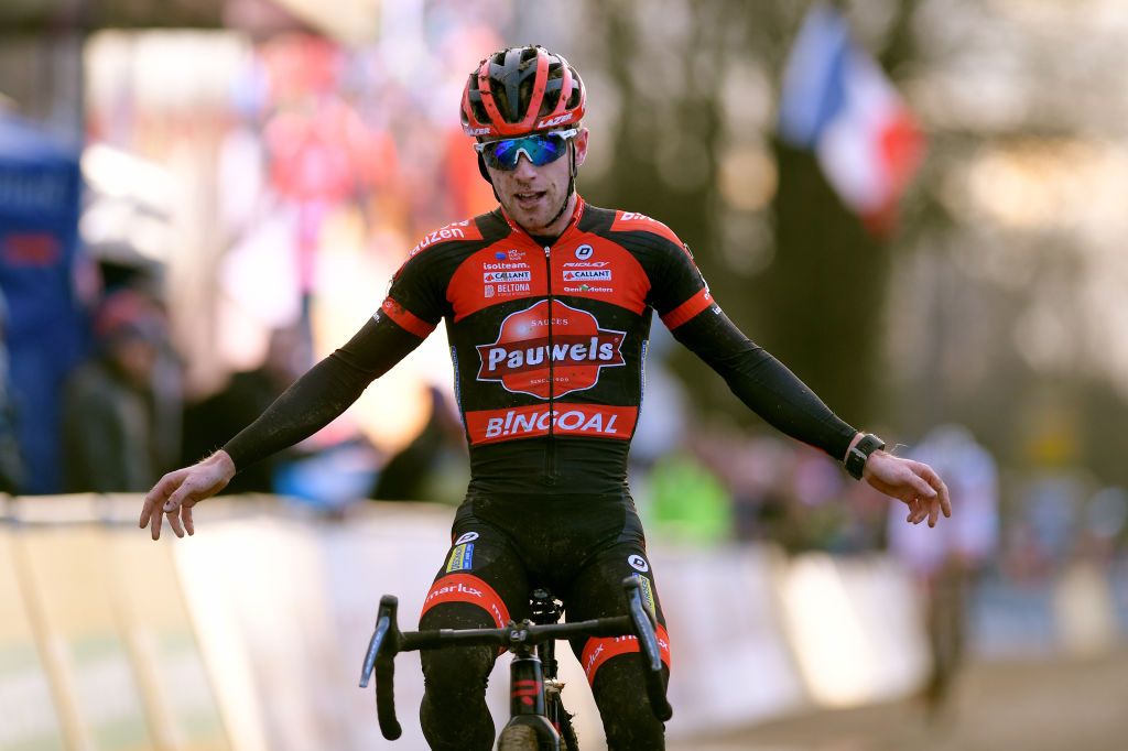 Eli Iserbyt celebrates a fine win