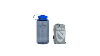 The Nemo Tensor Elite sleeping pad next to a Nalgene for size