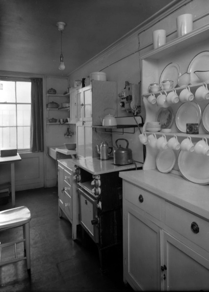 Black and white photographs of a minimalist Art Deco interior