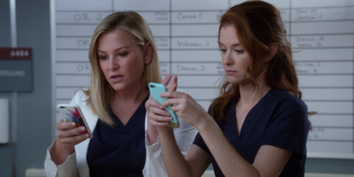 Arizona and April on their phones